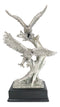 Large King Of The Skies Electroplated Silver Bald Eagles Taking Flight Statue