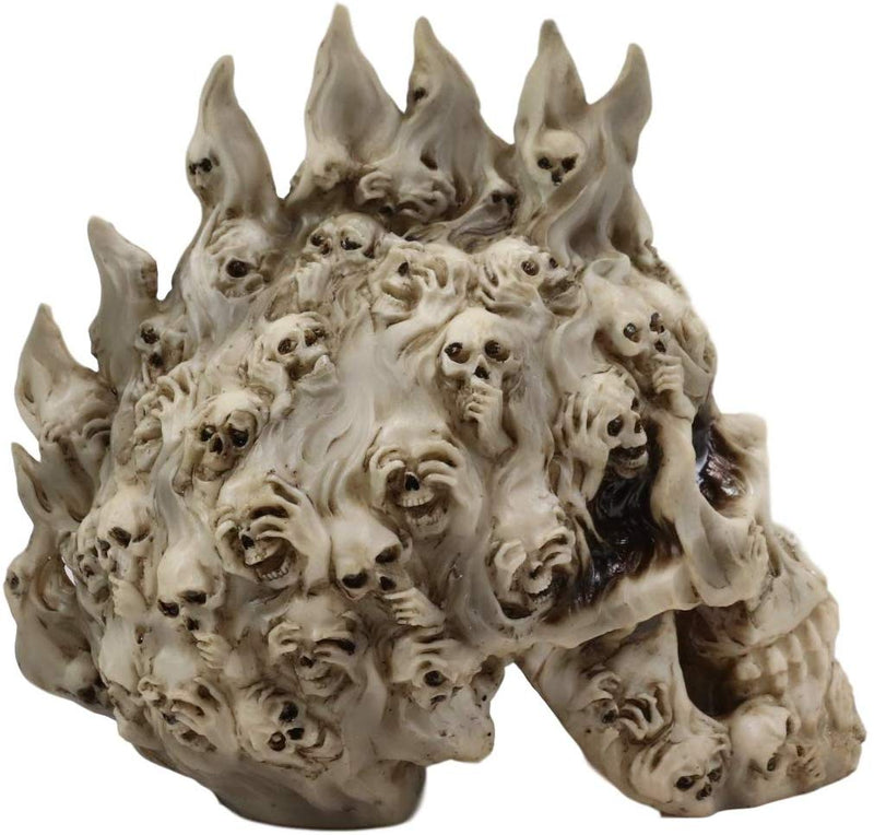 Ebros Large 8" Tall Ossuary Lost Souls Spirit Skull With Fire Mohawk Figurine