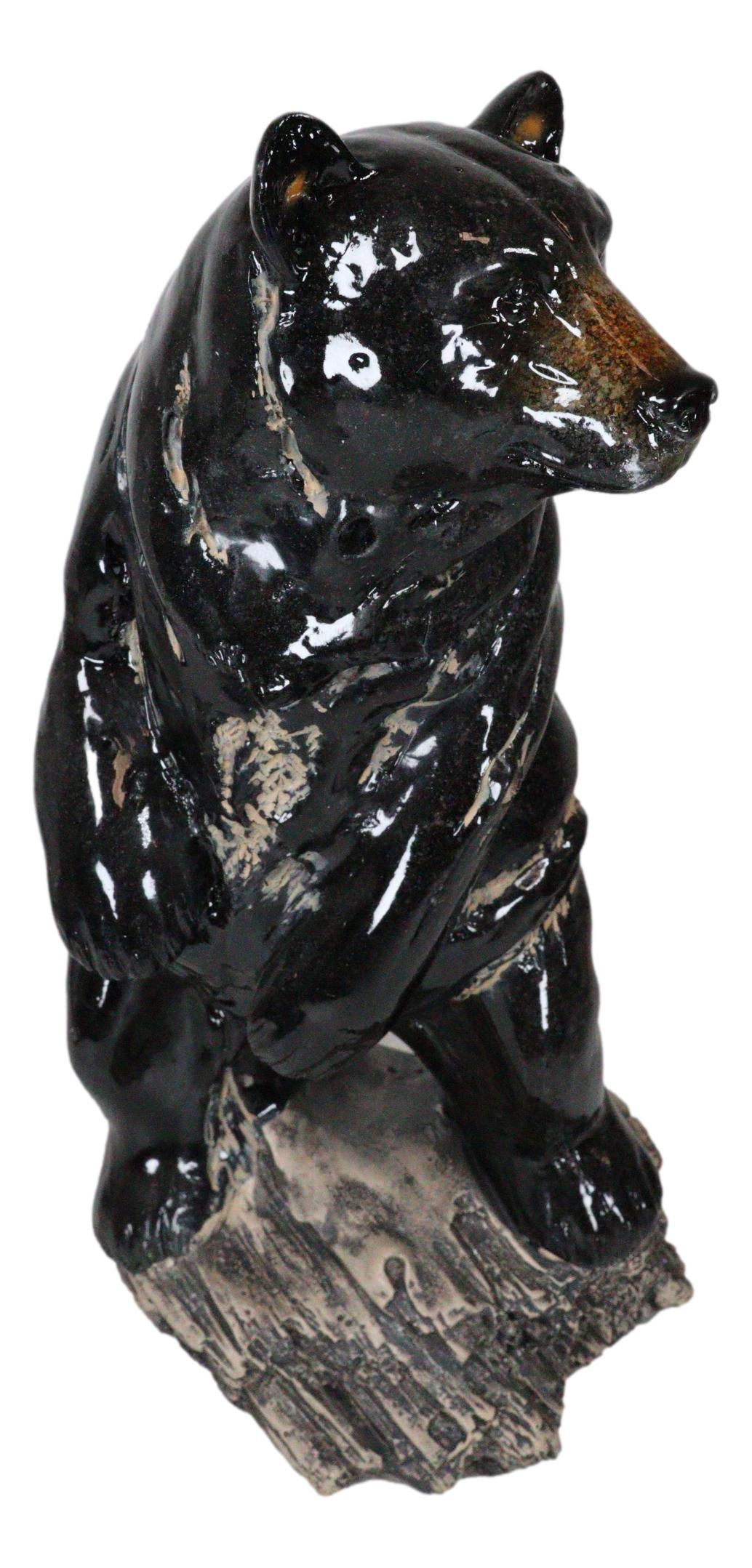 Rustic Western Woodlands Forest Black Bear Standing On Rock Figurine Decor