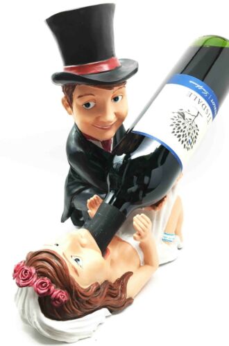 Bridal Gift Bride and Groom Wine Guzzler Holder Kitchen Decor Resin Figurine