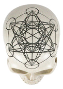 Sacred Geometry Metatron Cube Earth And Heaven Cosmic Energy Skull Figurine