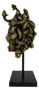 Severed Head Greek Goddess Medusa With Venom Snakes Hair On Pole Stand Figurine