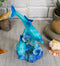 Marine Life Ocean Two Blue Dolphins Swimming Around Coral Reef Statue Sea World