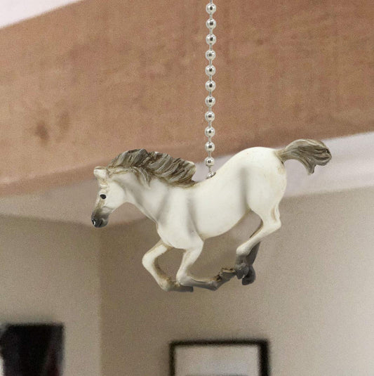 Ebros Ceiling Fan Metal Pull Chain with Equestrian Beauty Galloping Horse Hand Crafted Resin Knob Handle 3.25" Wide Rustic Western Country Stallion Horses Animal Decor Accent (Set of 3)