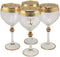 Ebros 16K Gold Accented Rim Floral Lace Vines Crystal Wine Glass Goblet Set of 4 - Ebros Gift