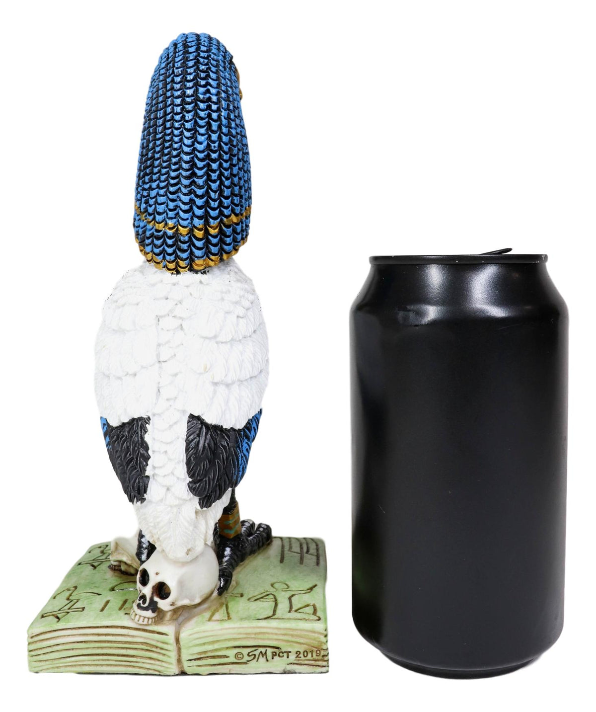 Egyptian God Ibis Headed Thoth White Flamingo Standing On Skull And Book Statue
