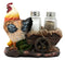 Farm Hay Wagon Sunflower Mother Hen & Chicks Salt Pepper Shakers Holder Figurine