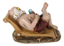 Whimsical Vacation Santa Claus Enjoying Cocktail Drink On Beach Chair Figurine