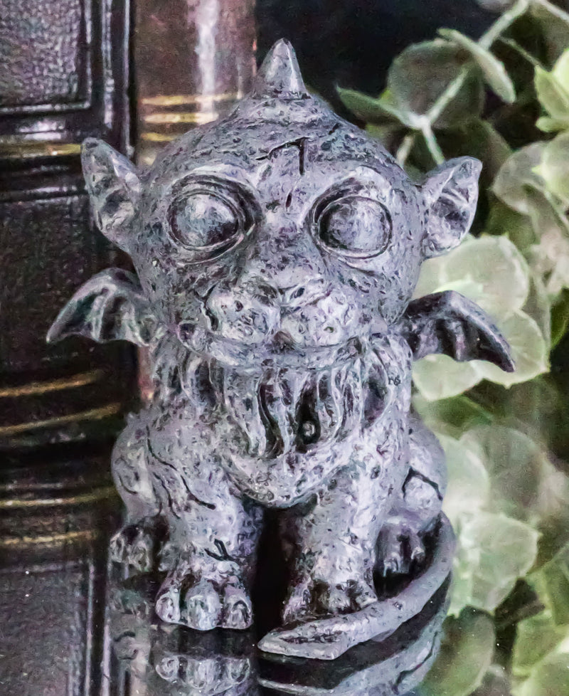 Gothic Winged Chimera Guardian Baby Lion Gargoyle Figurine Faux Stone Finish