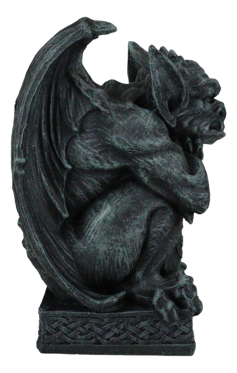 Ebros Stoic Warrior Notre Dame Gargoyle Holding Gothic Bat Sword Figurine 6.5"H