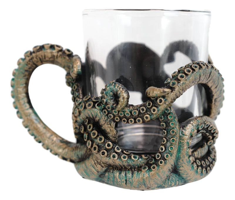 Nautical Sea Octopus Kraken Glass Votive Candle Holder Figurine / Coffee Mug 8oz