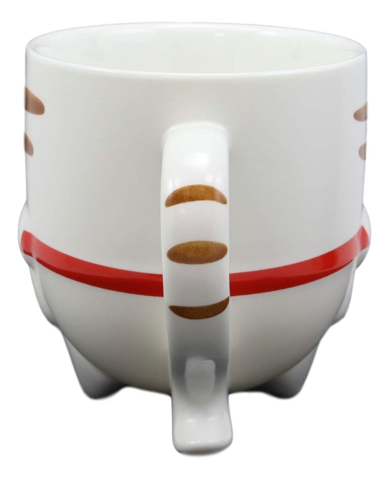 Topsy Turvy Lucky Cat Maneki Neko With Pink Fish Belly Ceramic Coffee Mug