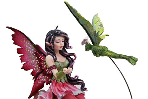 Whimsical Pink Elf Fairy With Flying Frog Fairy Messenger Decorative Figurine