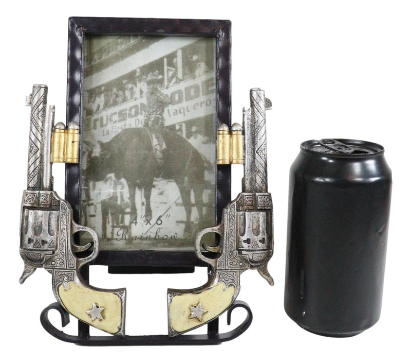 Rustic Western Double Pistol Revolver Guns 4"X6" Desktop Or Wall Picture Frame