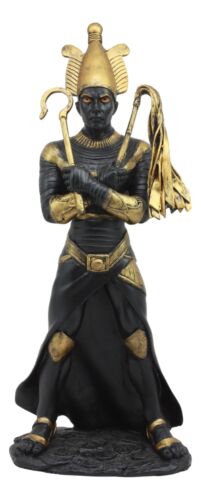 Ebros Egyptian God of The Dead Osiris Holding Crook and Flail Statue In Black And Gold - Ebros Gift