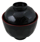 Made In Japan Honeycomb Ridged Black Red Lacquer Copolymer Plastic Bowl With Lid