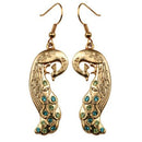 Ebros Peacock Train Golden Jewelry Alloy Dangle Earrings Pair With Crystals