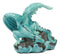 Ebros Small Aqua Blue Whimsical Dragon On Ocean Rock Statue 3.75"Long Fantasy
