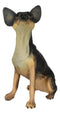 Sitting Lifelike Adorable Deer Head Black and Tan Chihuahua Puppy Dog Figurine