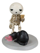 Lucky The Skeleton Boy Dropping His Ice Cream By Mystical Black Cat Figurine