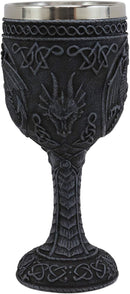 Ebros Celtic Knotwork Rune Celestial Moon Dragon Wine Goblet Chalice Cup 6oz