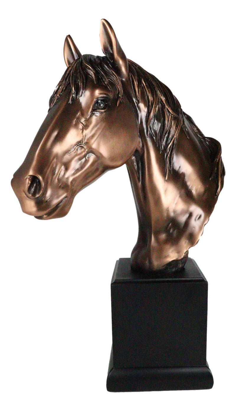 Rustic Western Mustang Horse Stallion Head Bust 14"H Figurine With Trophy Base