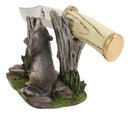 Rustic Forest Howling Gray Wolf Display With Decorative Dagger Knife Statue Set