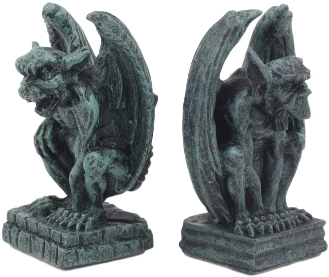 Ebros Notre Dame Guardian Mini Gargoyle Statue Set of 2 Miniature 2.5" Tall - Ebros Gift