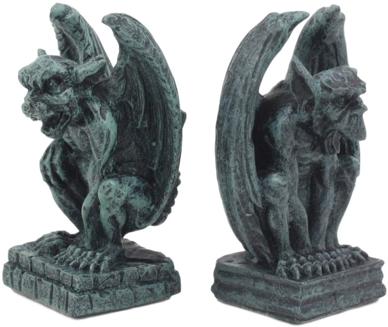 Ebros Notre Dame Guardian Mini Gargoyle Statue Set of 2 Miniature 2.5" Tall