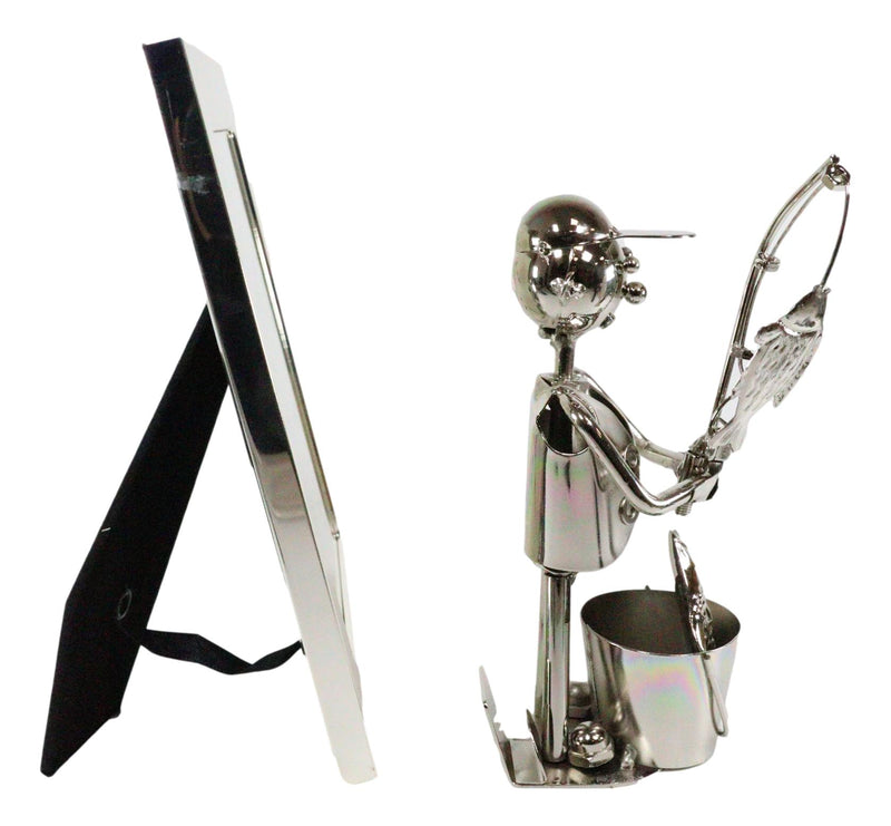 Ebros Marine Fisherman Metal Sculpture 5"X7" Picture Frame Vertical Horizontal Display