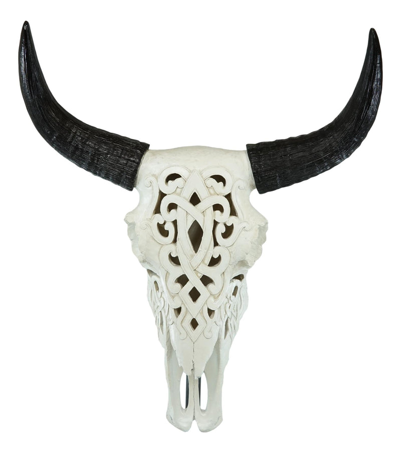 Southwest Great Plains Bison Ox Steer Bull Stencil Tooled Skull Wall Decor 19"H