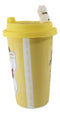 Ebros Gift Lucky Cat Maneki Neko Ceramic Tall Drink Mug Cup With Silicone Lid (Yellow)