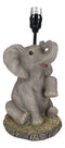 African Safari Glow Sitting Elephant with Trunk Up Desktop Table Lamp With Shade