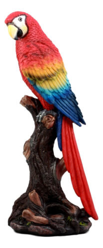 Ebros Tropical Rainforest Paradise Bird Scarlet Macaw Parrot Perching On Branch Statue
