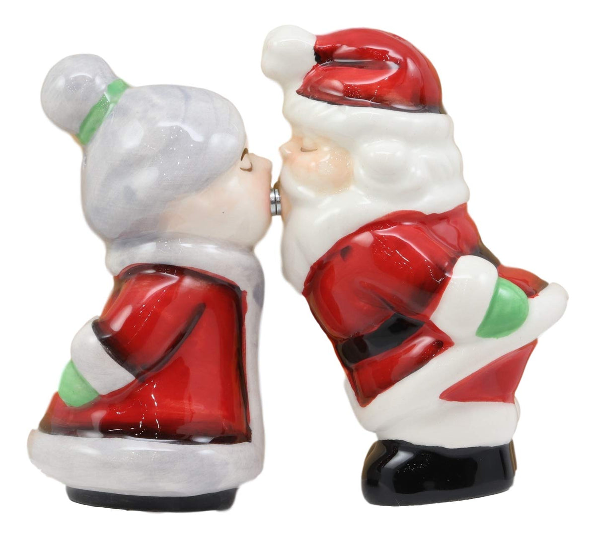 Ebros Kissing Mr And Mrs Santa Claus Couple Magnetic Salt And Pepper Shakers Set - Ebros Gift