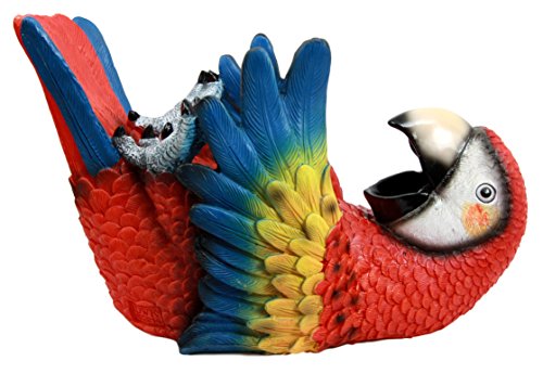 Rio Rainforest Jungle Red Scarlet Macaw Parrot Wine Bottle Holder Caddy Figurine