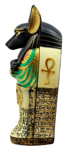 Ancient Egyptian God Anubis Sarcophagus Coffin With Mummy Figurine 5"H Decor Box