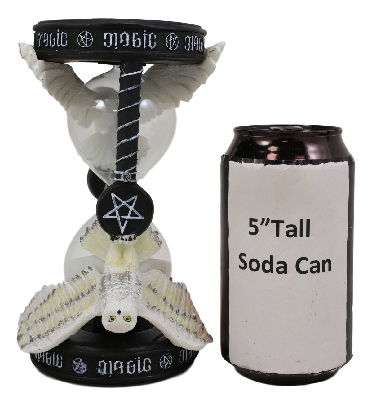 Ebros 7" Tall Awaken Your Magic Pentagram Snowy Owl Sand Timer by Anne Stokes