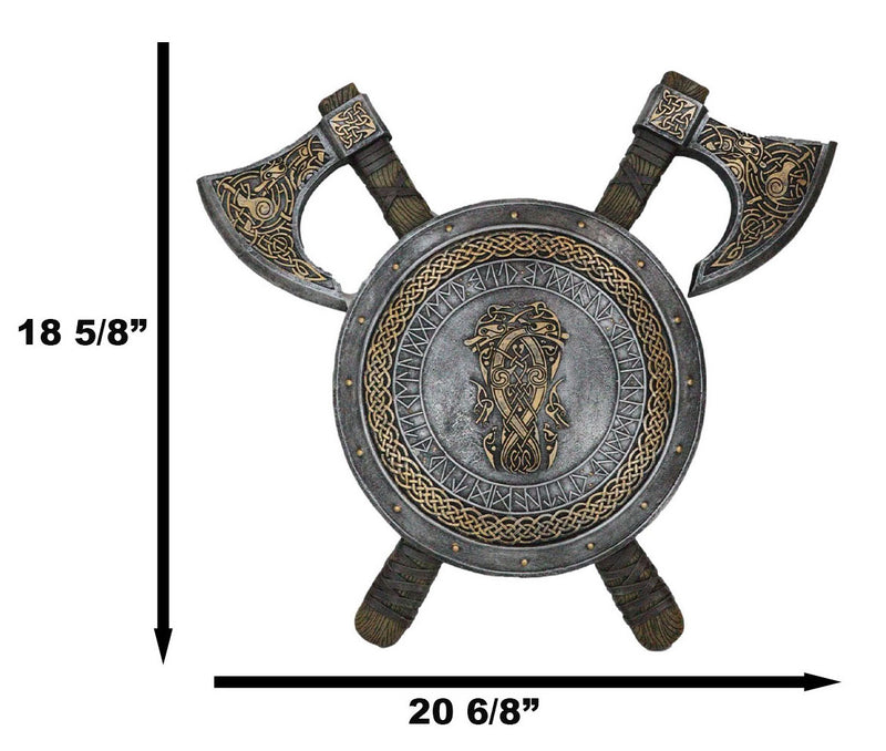 Ebros Viking Warrior Coat of Arms Ragnar Serpent Shield With Crossed Axes Plaque