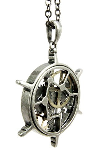 Ebros Gift Steampunk Naval Battleship Helm Necklace Alloy Pendant Jewelry