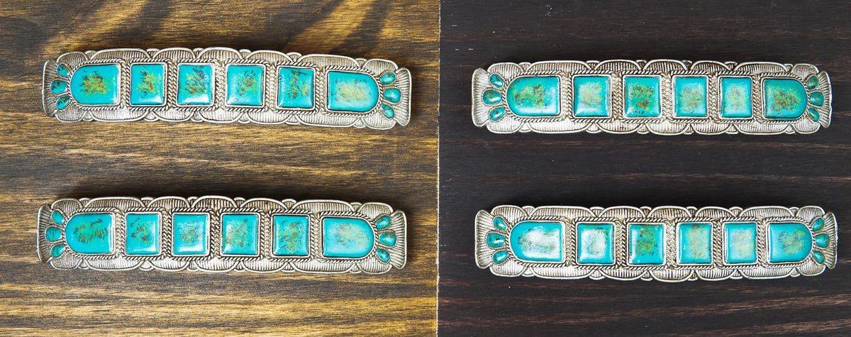 Set Of 4 Southwestern Turquoise Rocks Braided Ropes Cabinet Bar Pulls 6.5"L
