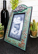 Western Silver Roses Turquoise Faux Tooled Leather Picture Photo Frame 4"X6"