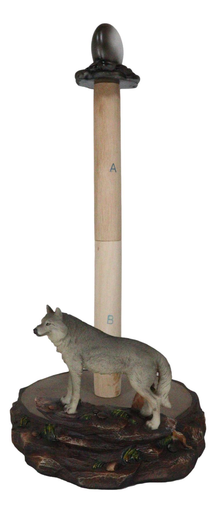 Rustic Wildlife Forest Alpha Gray Wolf Approaching Full Moon Paper Towel Holder