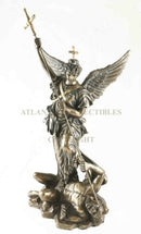 Ebros 12.25 Inch Saint Michel Killing a Demon Bronze Finish Statue Figurine - Ebros Gift