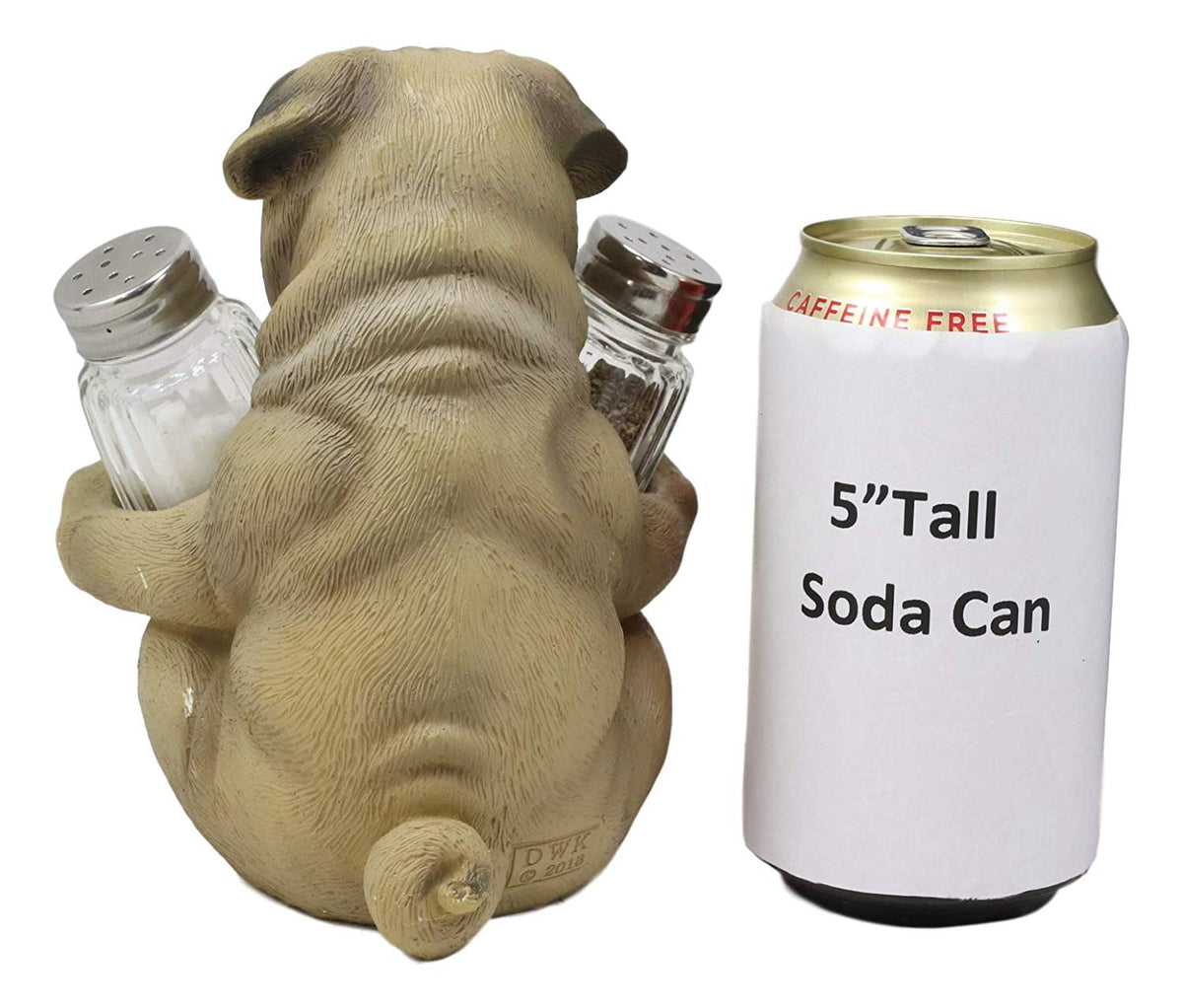 Ebros Hugging Pug Dog Decorative Glass Salt Pepper Shakers Holder Figurine