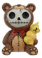 Furrybones Voodoo Teddy Bear With Honey Bear Bottle Skeleton Statue 2.5"Tall