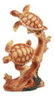 Ebros Exploring Sea Turtles Decor Statue 9" H Faux Wood Resin Finish Marine Life