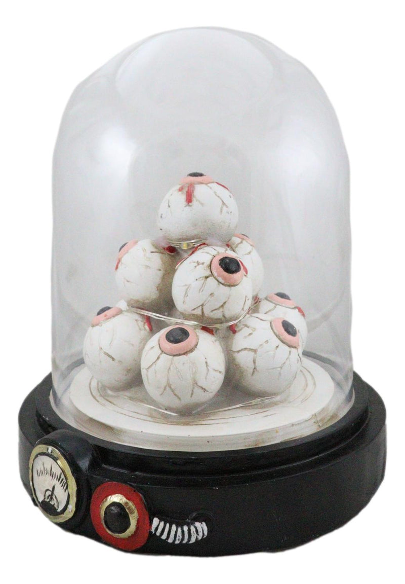 Occult Wicca Witchcraft Eyeballs Mound of Eyes In LED Light Cloche Glass Dome