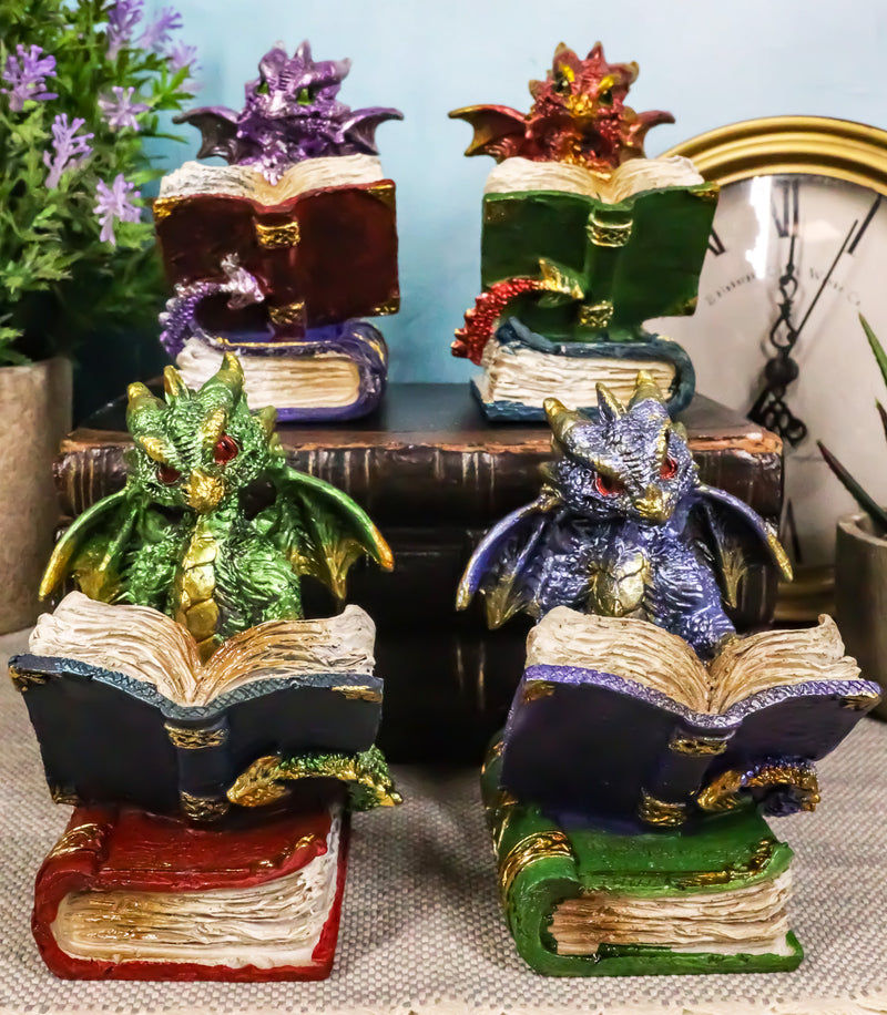 Ebros Metallic Three Wise Baby Dragon Set See Hear Speak No Evil Statue 3.5"H