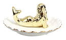 Ebros Gift Golden Resting Mermaid Ceramic Ring Accessory Jewelry Holder Vanity Display Figurine